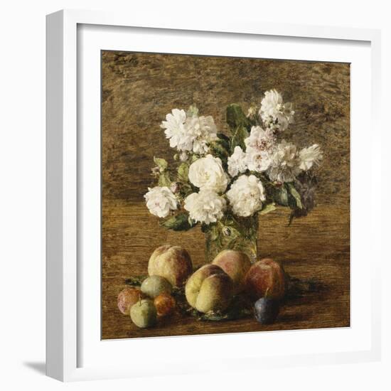 Still Life: Roses and Fruits; Nature Morte: Roses Et Fruits, 1878-Henri Fantin-Latour-Framed Giclee Print