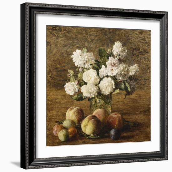 Still Life: Roses and Fruits; Nature Morte: Roses Et Fruits, 1878-Henri Fantin-Latour-Framed Giclee Print