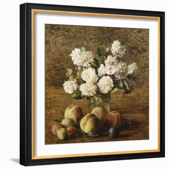 Still Life: Roses and Fruits; Nature Morte: Roses Et Fruits, 1878-Henri Fantin-Latour-Framed Giclee Print