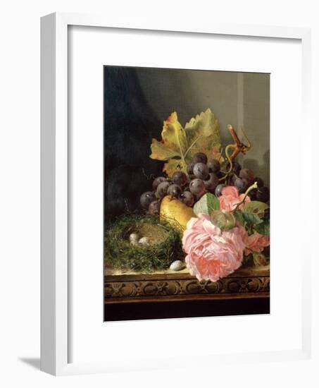 Still Life, Roses, Fruit and Bird's Nest-Edward Ladell-Framed Giclee Print