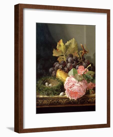 Still Life, Roses, Fruit and Bird's Nest-Edward Ladell-Framed Giclee Print