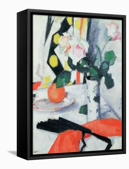 Still Life: Roses in a Chinese Vase with Black Fan, 1924-Samuel John Peploe-Framed Premier Image Canvas