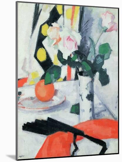 Still Life: Roses in a Chinese Vase with Black Fan, 1924-Samuel John Peploe-Mounted Giclee Print