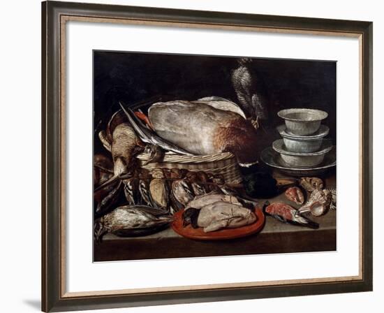 Still Life Showing Birds, Shells and Pottery-null-Framed Giclee Print