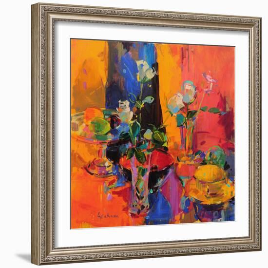 Still Life Table with Roses and Fruit-Peter Graham-Framed Giclee Print