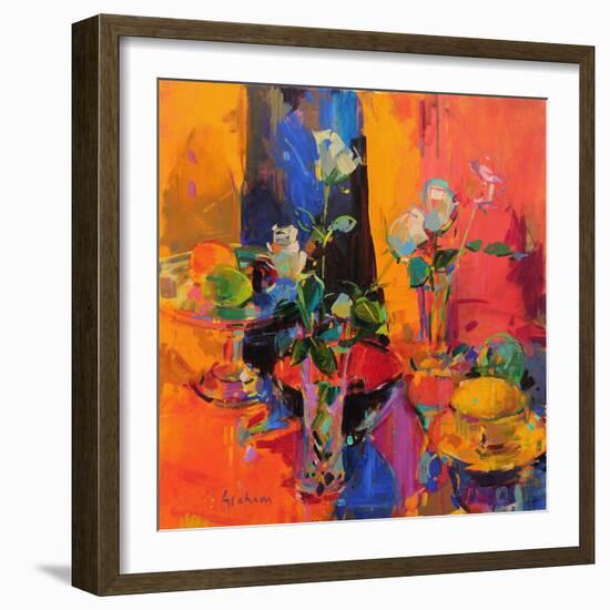 Still Life Table with Roses and Fruit-Peter Graham-Framed Giclee Print