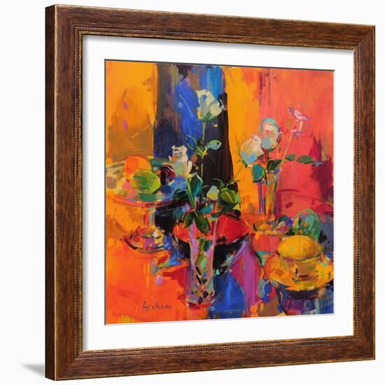 Still Life Table with Roses and Fruit-Peter Graham-Framed Giclee Print