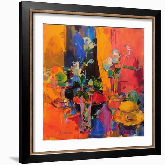 Still Life Table with Roses and Fruit-Peter Graham-Framed Giclee Print