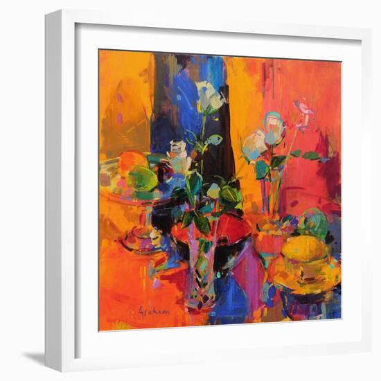 Still Life Table with Roses and Fruit-Peter Graham-Framed Giclee Print