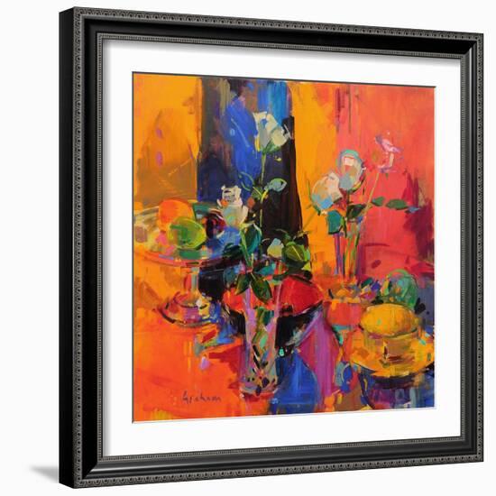 Still Life Table with Roses and Fruit-Peter Graham-Framed Giclee Print