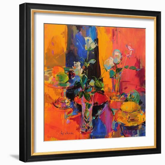 Still Life Table with Roses and Fruit-Peter Graham-Framed Giclee Print