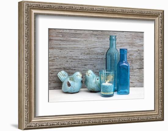 Still Life, Turquoise, Bottles, Candle, Birds-Andrea Haase-Framed Photographic Print