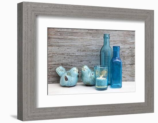 Still Life, Turquoise, Bottles, Candle, Birds-Andrea Haase-Framed Photographic Print