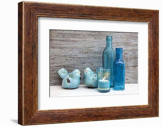 Still Life, Turquoise, Bottles, Candle, Birds-Andrea Haase-Framed Photographic Print