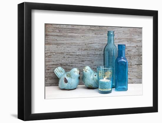 Still Life, Turquoise, Bottles, Candle, Birds-Andrea Haase-Framed Photographic Print