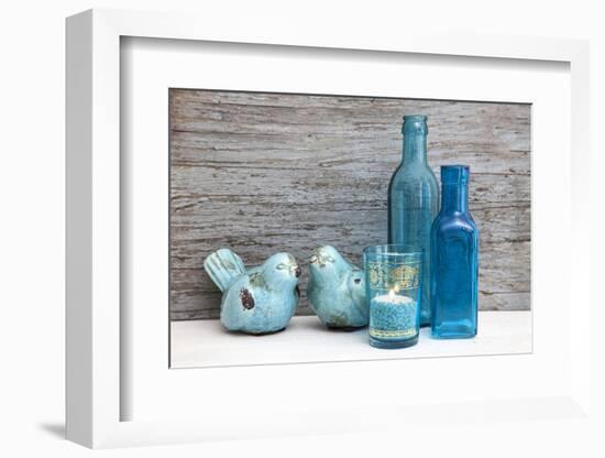 Still Life, Turquoise, Bottles, Candle, Birds-Andrea Haase-Framed Photographic Print