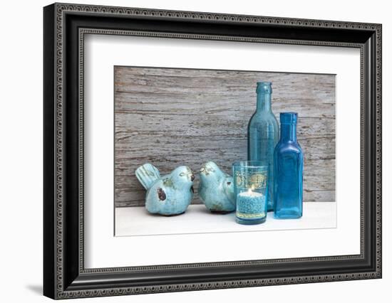 Still Life, Turquoise, Bottles, Candle, Birds-Andrea Haase-Framed Photographic Print