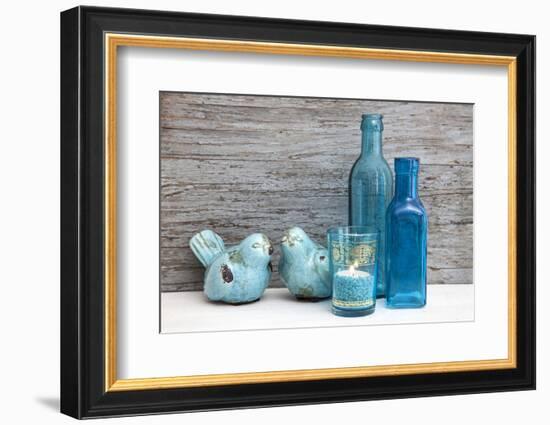 Still Life, Turquoise, Bottles, Candle, Birds-Andrea Haase-Framed Photographic Print
