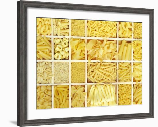 Still Life: Various Types of Pasta in White Typesetter's Case-null-Framed Photographic Print