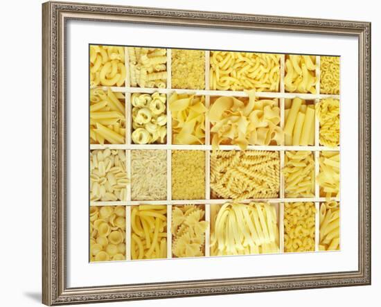 Still Life: Various Types of Pasta in White Typesetter's Case-null-Framed Photographic Print