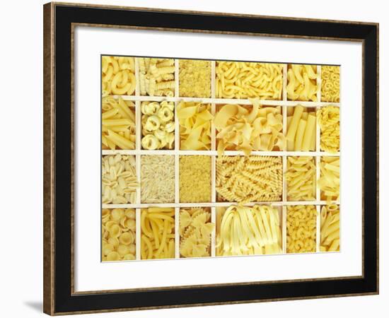 Still Life: Various Types of Pasta in White Typesetter's Case-null-Framed Photographic Print