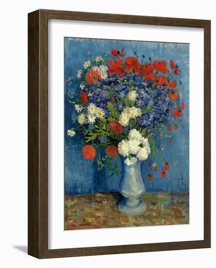 Still Life: Vase with Cornflowers and Poppies, 1887-Vincent van Gogh-Framed Premium Giclee Print