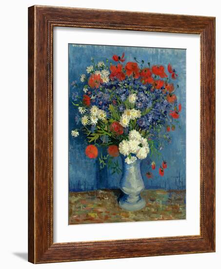Still Life: Vase with Cornflowers and Poppies, 1887-Vincent van Gogh-Framed Premium Giclee Print