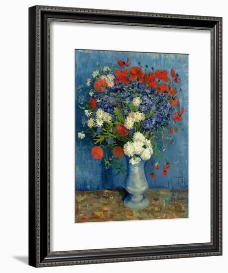 Still Life: Vase with Cornflowers and Poppies, 1887-Vincent van Gogh-Framed Premium Giclee Print