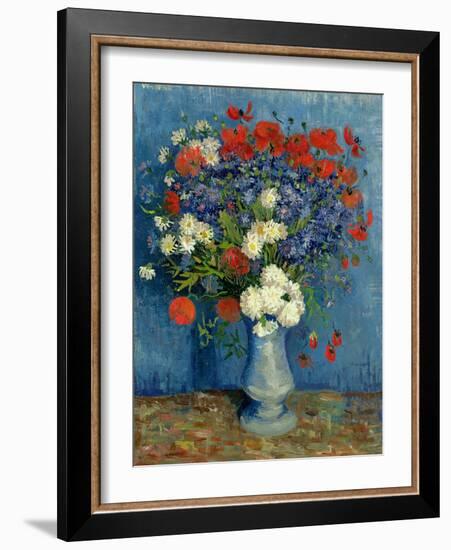 Still Life: Vase with Cornflowers and Poppies, 1887-Vincent van Gogh-Framed Premium Giclee Print