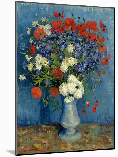 Still Life: Vase with Cornflowers and Poppies, 1887-Vincent van Gogh-Mounted Premium Giclee Print