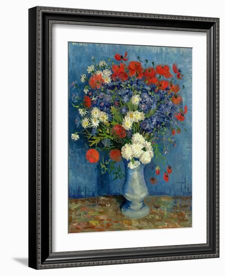 Still Life: Vase with Cornflowers and Poppies, 1887-Vincent van Gogh-Framed Premium Giclee Print