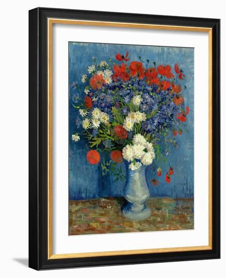 Still Life: Vase with Cornflowers and Poppies, 1887-Vincent van Gogh-Framed Premium Giclee Print