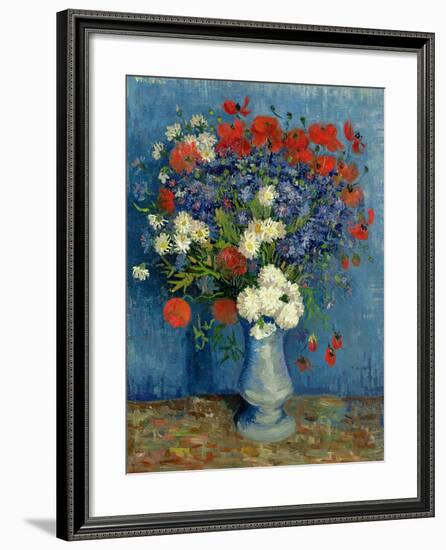 Still Life: Vase with Cornflowers and Poppies, 1887-Vincent van Gogh-Framed Premium Giclee Print