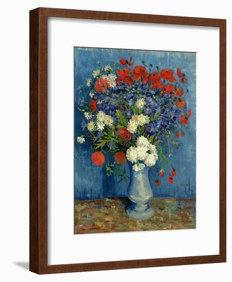 Still Life: Vase with Cornflowers and Poppies, 1887-Vincent van Gogh-Framed Giclee Print