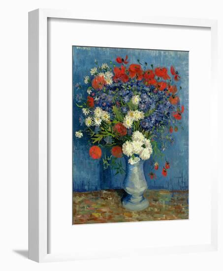 Still Life: Vase with Cornflowers and Poppies, 1887-Vincent van Gogh-Framed Giclee Print