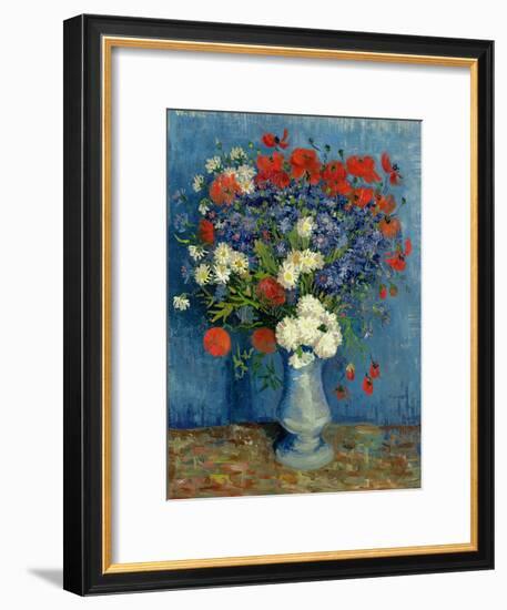 Still Life: Vase with Cornflowers and Poppies, 1887-Vincent van Gogh-Framed Giclee Print