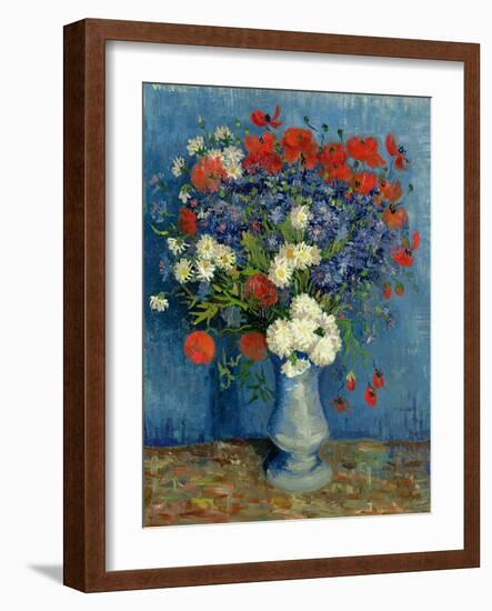 Still Life: Vase with Cornflowers and Poppies, 1887-Vincent van Gogh-Framed Giclee Print