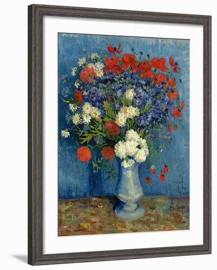 Still Life: Vase with Cornflowers and Poppies, 1887-Vincent van Gogh-Framed Giclee Print