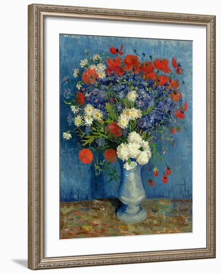 Still Life: Vase with Cornflowers and Poppies, 1887-Vincent van Gogh-Framed Giclee Print