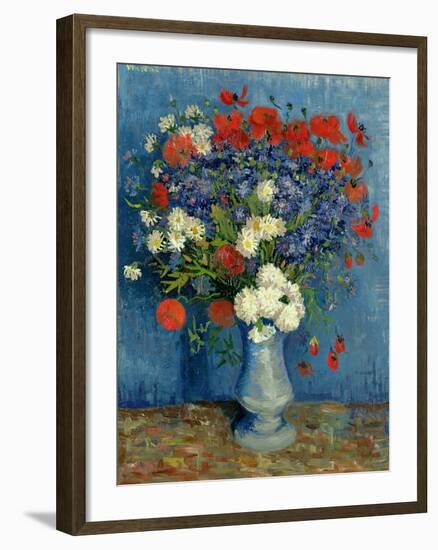 Still Life: Vase with Cornflowers and Poppies, 1887-Vincent van Gogh-Framed Giclee Print