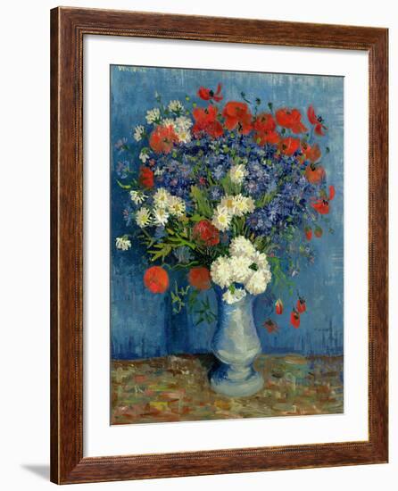 Still Life: Vase with Cornflowers and Poppies, 1887-Vincent van Gogh-Framed Giclee Print