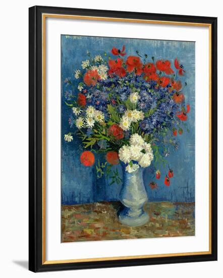 Still Life: Vase with Cornflowers and Poppies, 1887-Vincent van Gogh-Framed Giclee Print