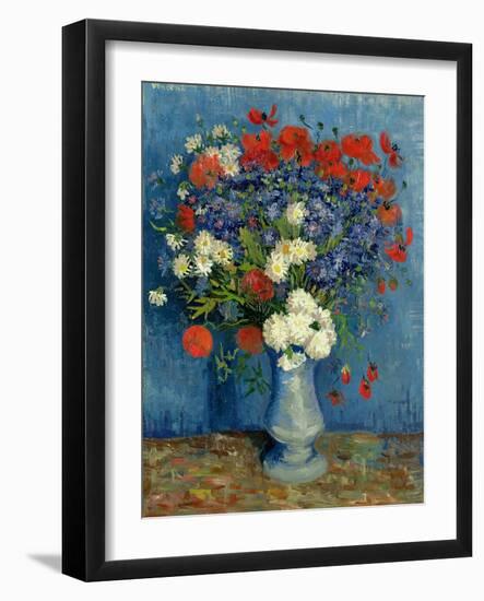 Still Life: Vase with Cornflowers and Poppies, 1887-Vincent van Gogh-Framed Giclee Print