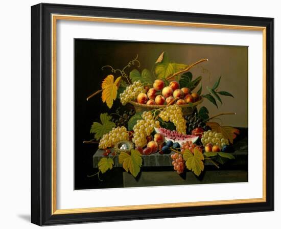 Still Life with a Basket of Fruit, 19th Century-Severin Roesen-Framed Giclee Print