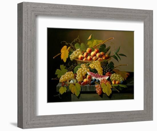 Still Life with a Basket of Fruit, 19th Century-Severin Roesen-Framed Giclee Print