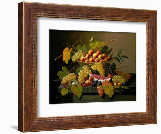 Still Life with a Basket of Fruit, 19th Century-Severin Roesen-Framed Giclee Print