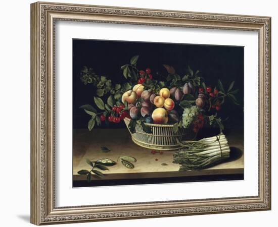 Still Life with a Basket of Fruit and a Bunch of Asparagus, 1630-Louise Moillon-Framed Giclee Print