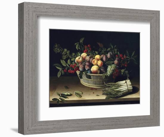 Still Life with a Basket of Fruit and a Bunch of Asparagus, 1630-Louise Moillon-Framed Giclee Print