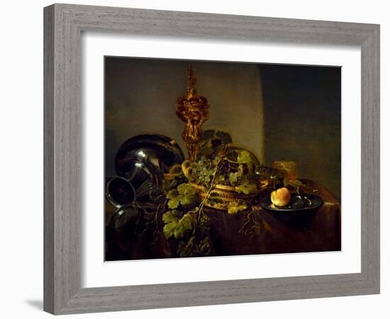 Still Life with a Basket of Grapes and a Gold Cup, 16Th Century (On Panel)-Abraham Hendricksz Van Beyeren-Framed Giclee Print