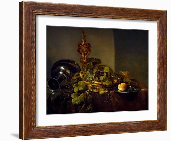Still Life with a Basket of Grapes and a Gold Cup, 16Th Century (On Panel)-Abraham Hendricksz Van Beyeren-Framed Giclee Print